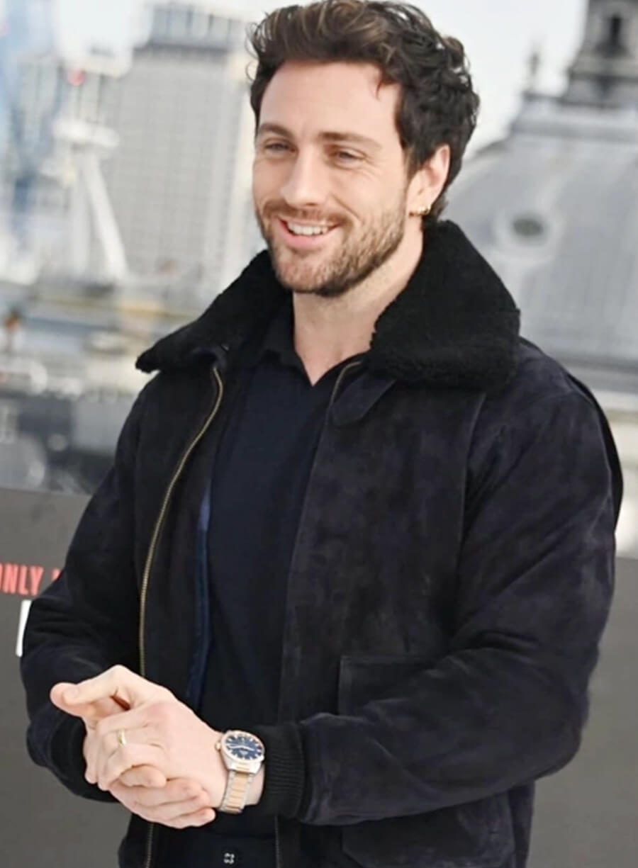 Harpoon Aaron Taylor Johnson Suede Inspired Black Leather Jacket