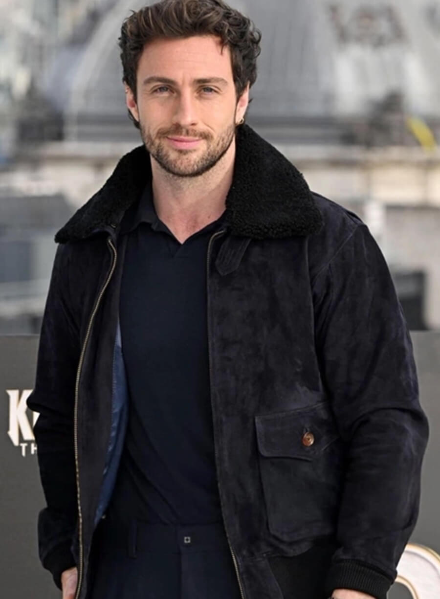 Harpoon Aaron Taylor Johnson Suede Inspired Black Leather Jacket
