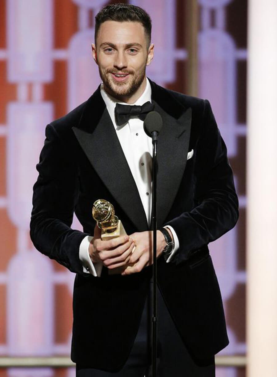 Harpoon Aaron Taylor-Johnson Velvet Blazer Inspired Black Leather Jacket