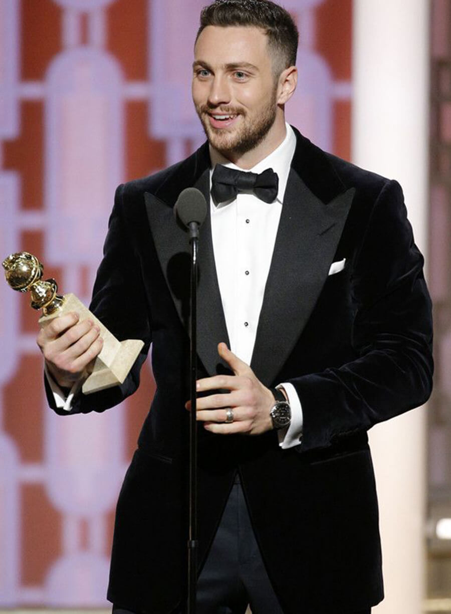 Harpoon Aaron Taylor-Johnson Velvet Blazer Inspired Black Leather Jacket