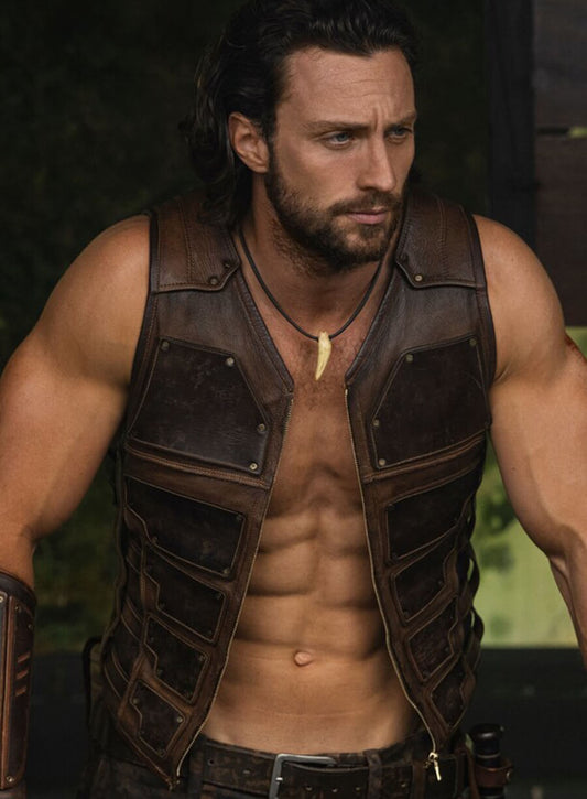 Harpoon Kraven the Hunter Inspired Brown Leather Jacket - Kraven the Hunter 2024 Style
