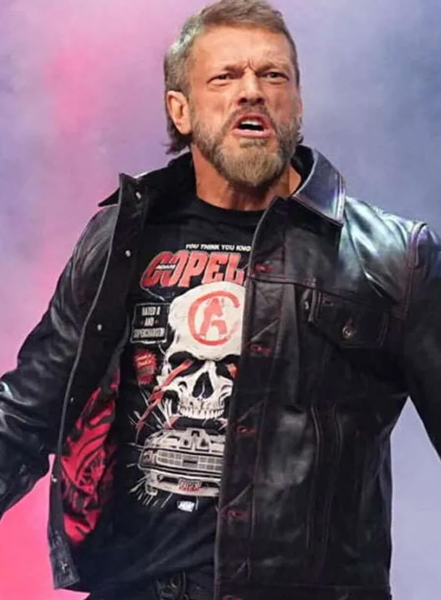 Harpoon Adam Copeland AEW Collision Inspired Black Leather Jacket