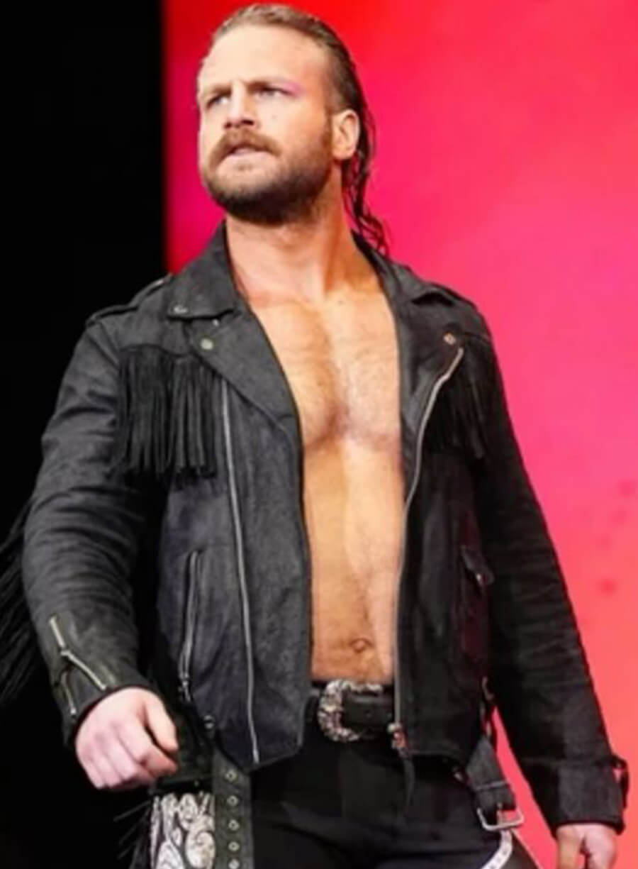 Harpoon Adam Page Hangman Suede Fringe Inspired Black Suede Leather Leather Jacket