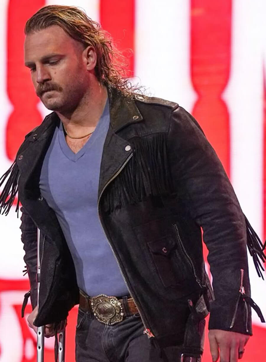 Harpoon Adam Page Hangman Suede Fringe Inspired Black Suede Leather Leather Jacket
