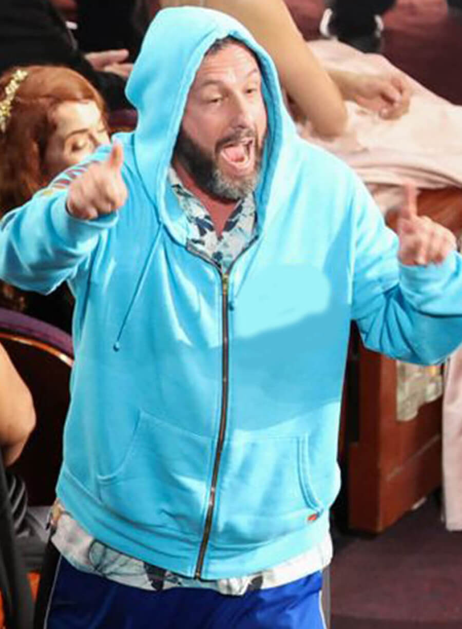 Harpoon Adam Sandler Inspired Blue Hooded Jacket - Oscars Red Carpet 2025 Style