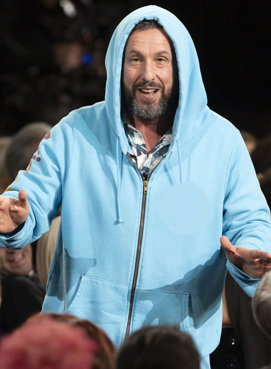 Harpoon Adam Sandler Inspired Blue Hooded Jacket - Oscars Red Carpet 2025 Style