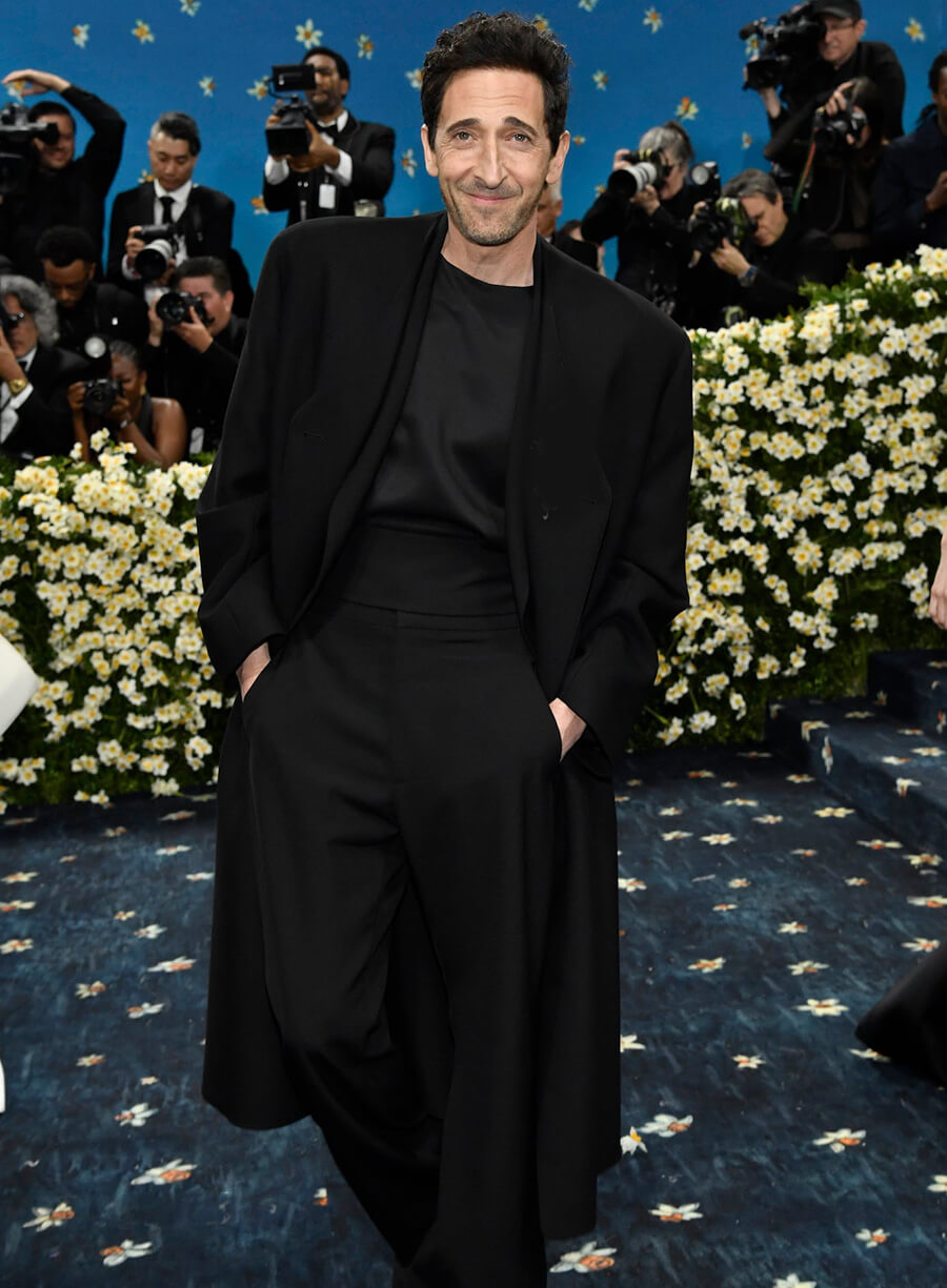 Harpoon Adrien Brody Inspired Black Wool Coat - Met Gala Red Carpet 2025 Style