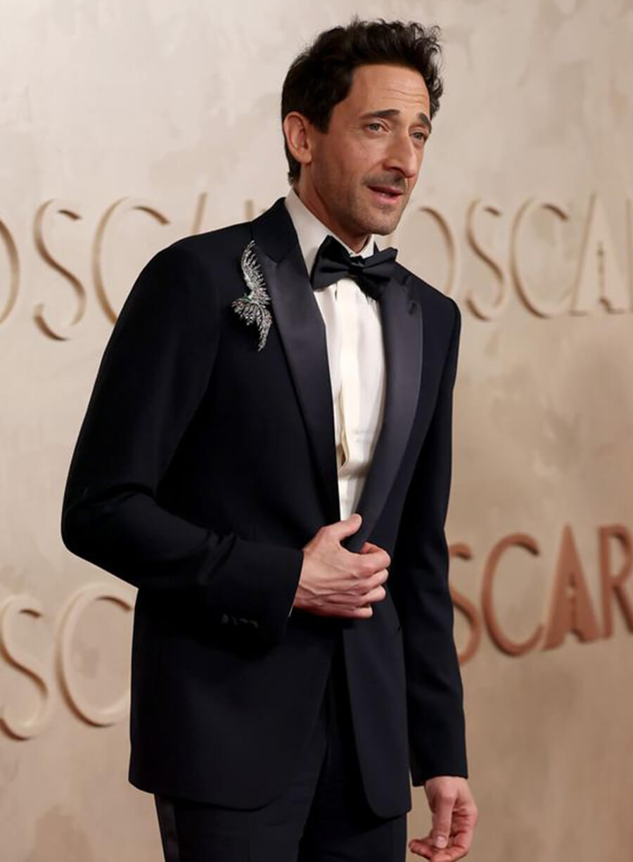 Harpoon Adrien Brody Inspired Navy Blue Leather Jacket - Oscars Red Carpet 2025 Style