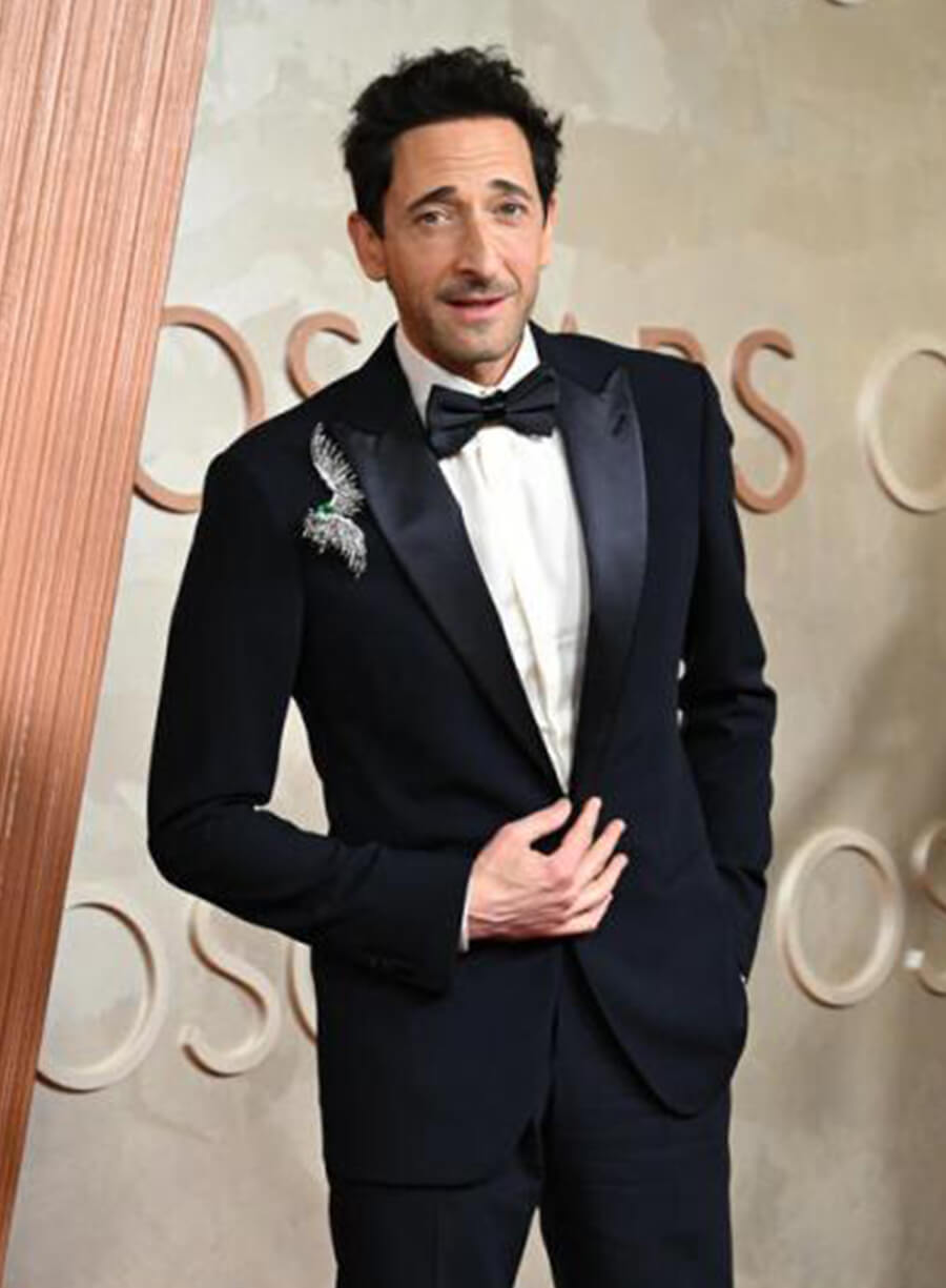 Harpoon Adrien Brody Inspired Navy Blue Leather Jacket - Oscars Red Carpet 2025 Style