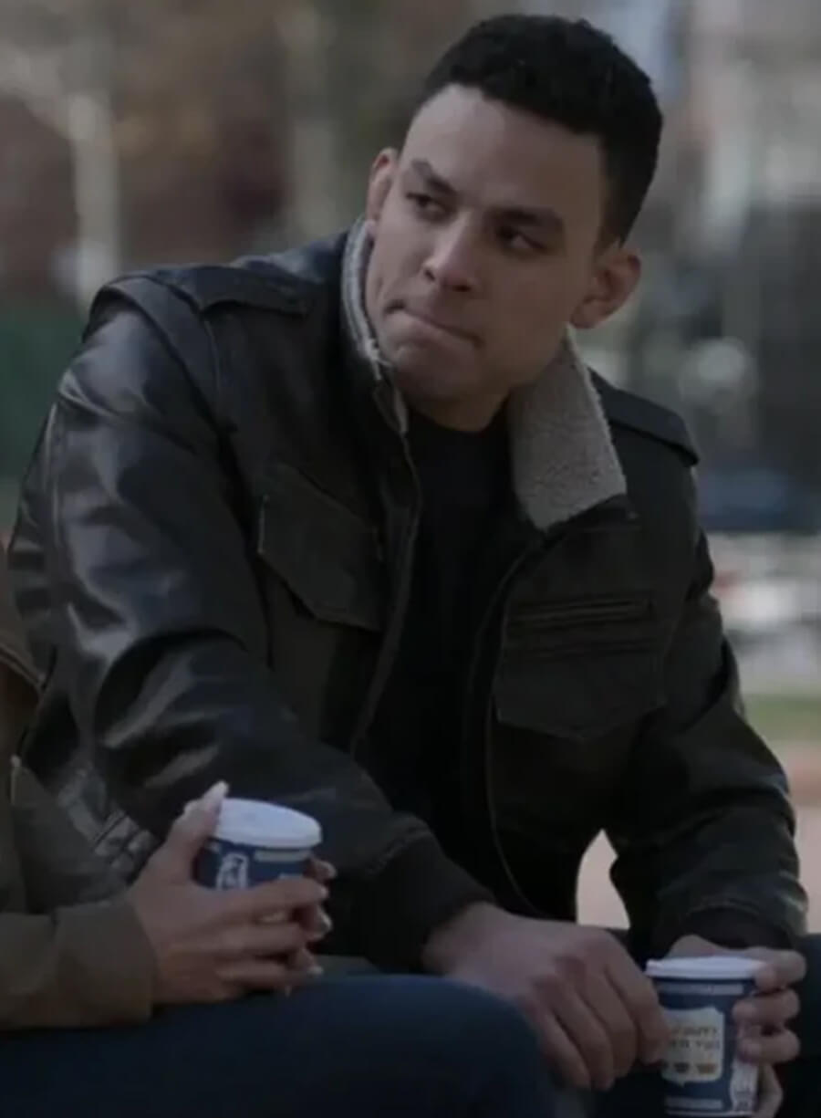 Harpoon Agent Angel Young Inspired Black Leather Jacket - Power Book II: Ghost Style