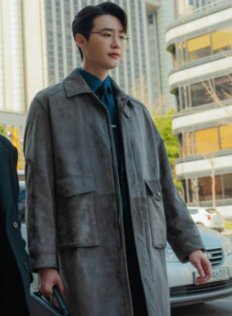 Harpoon Ahn Joo-hyung Inspired Grey Suede Leather Coat - Law and the City Style