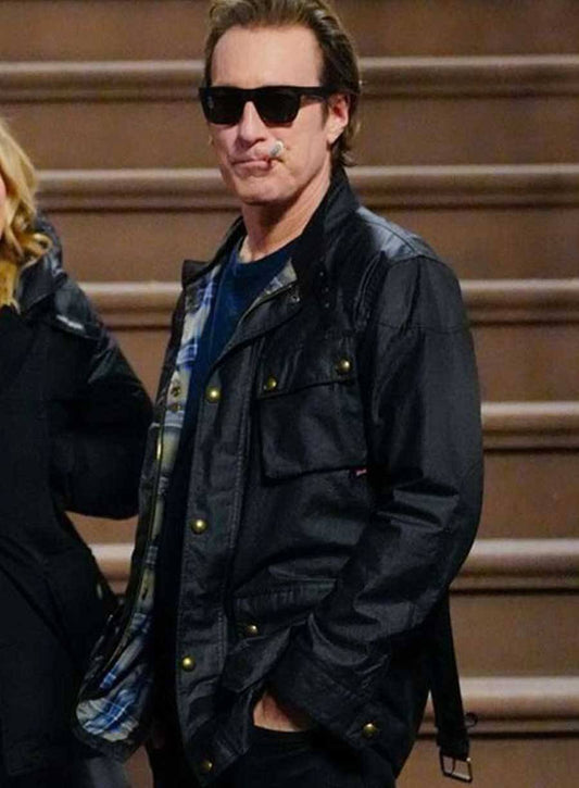 Harpoon John Corbett Inspired Black Fabric Leather Jacket - And Just Like That S02 Style