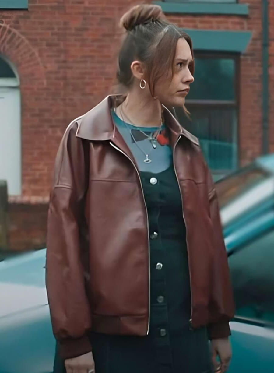 Harpoon Aimee Lou Wood Inspired Brown Real Leather Leather Jacket