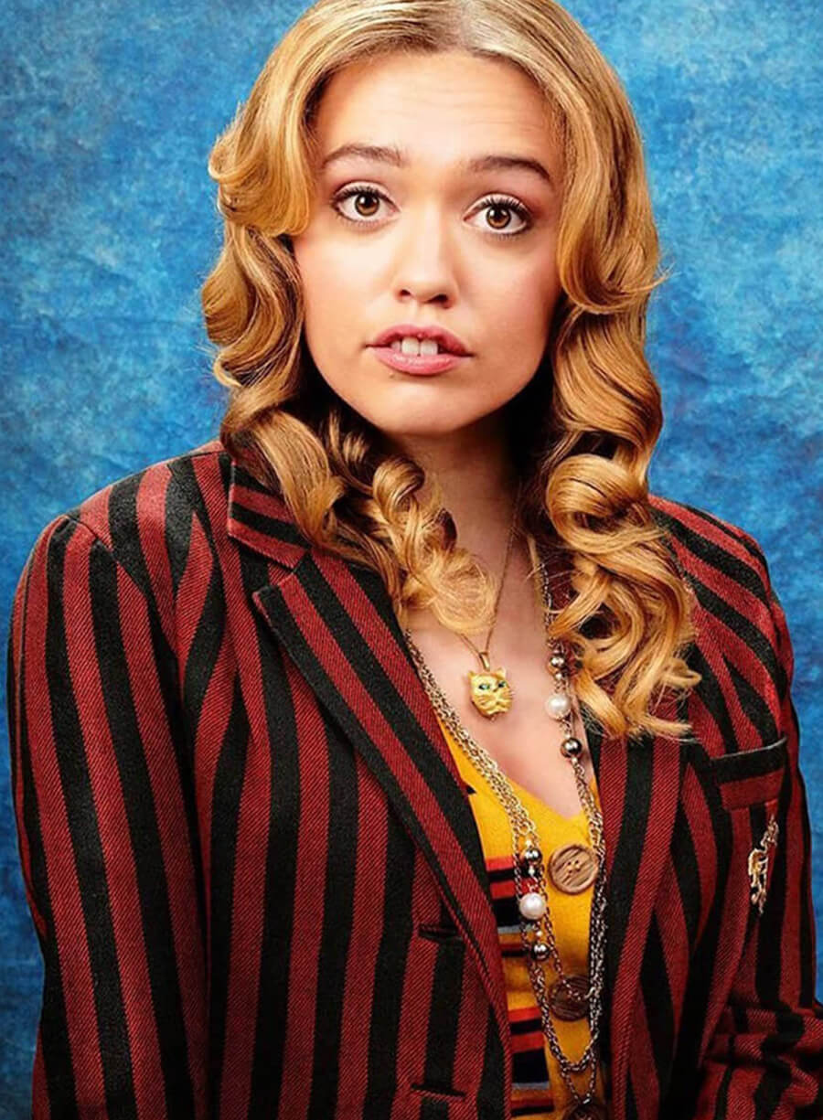 Harpoon Aimee Gibbs Inspired Red & Black Suiting Fabric Leather Jacket - Sex Education Style