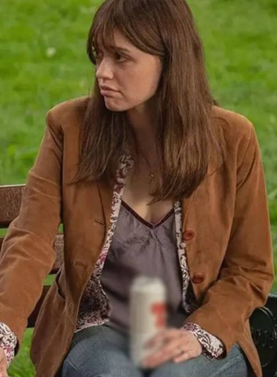 Harpoon Aimee Lou Wood Inspired Brown Suede Leather Leather Jacket - Toxic Town Style