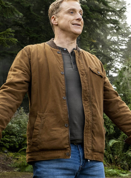 Harpoon Harry Vanderspeigle Inspired Brown Cotton Fabric Cotton Jacket - Resident Alien Style