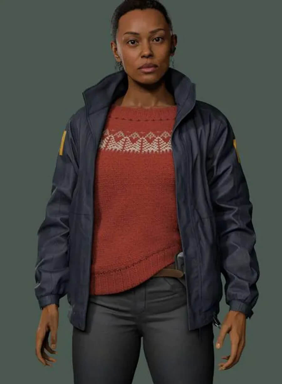 Harpoon Saga Anderson Inspired Blue Leather Jacket - Alan Wake 2 Style
