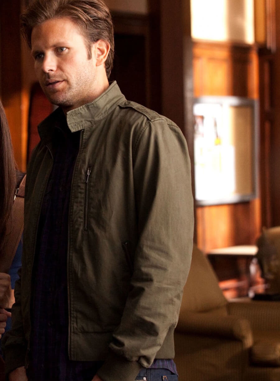 Harpoon Alaric Saltzman Inspired Green Leather Jacket - The Vampire Diaries Style
