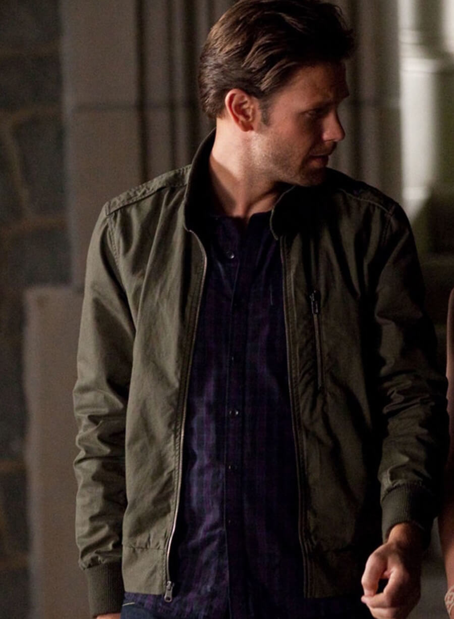 Harpoon Alaric Saltzman Inspired Green Leather Jacket - The Vampire Diaries Style