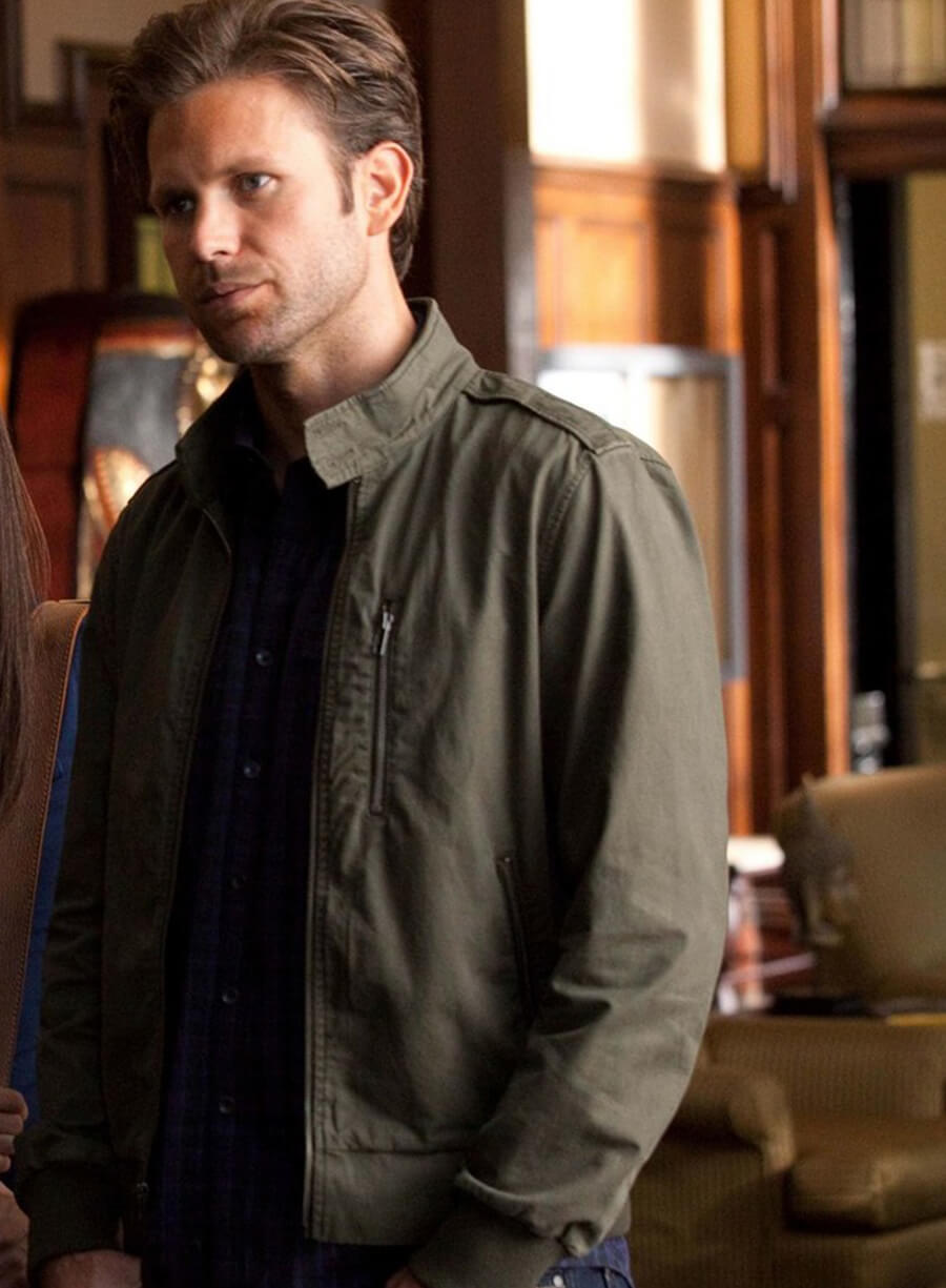 Harpoon Alaric Saltzman Inspired Green Leather Jacket - The Vampire Diaries Style