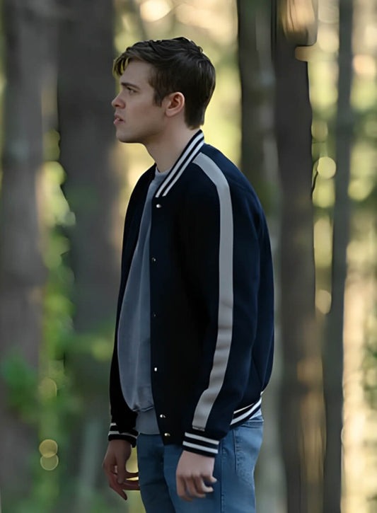 Harpoon Jack Inspired Blue Wool Fabric Varsity Jacket - Supernatural Tv Series Style