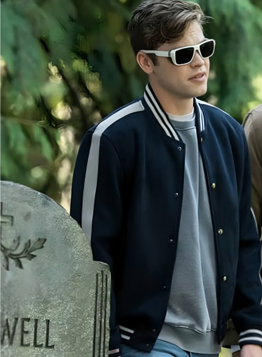 Harpoon Jack Inspired Blue Wool Fabric Varsity Jacket - Supernatural Tv Series Style