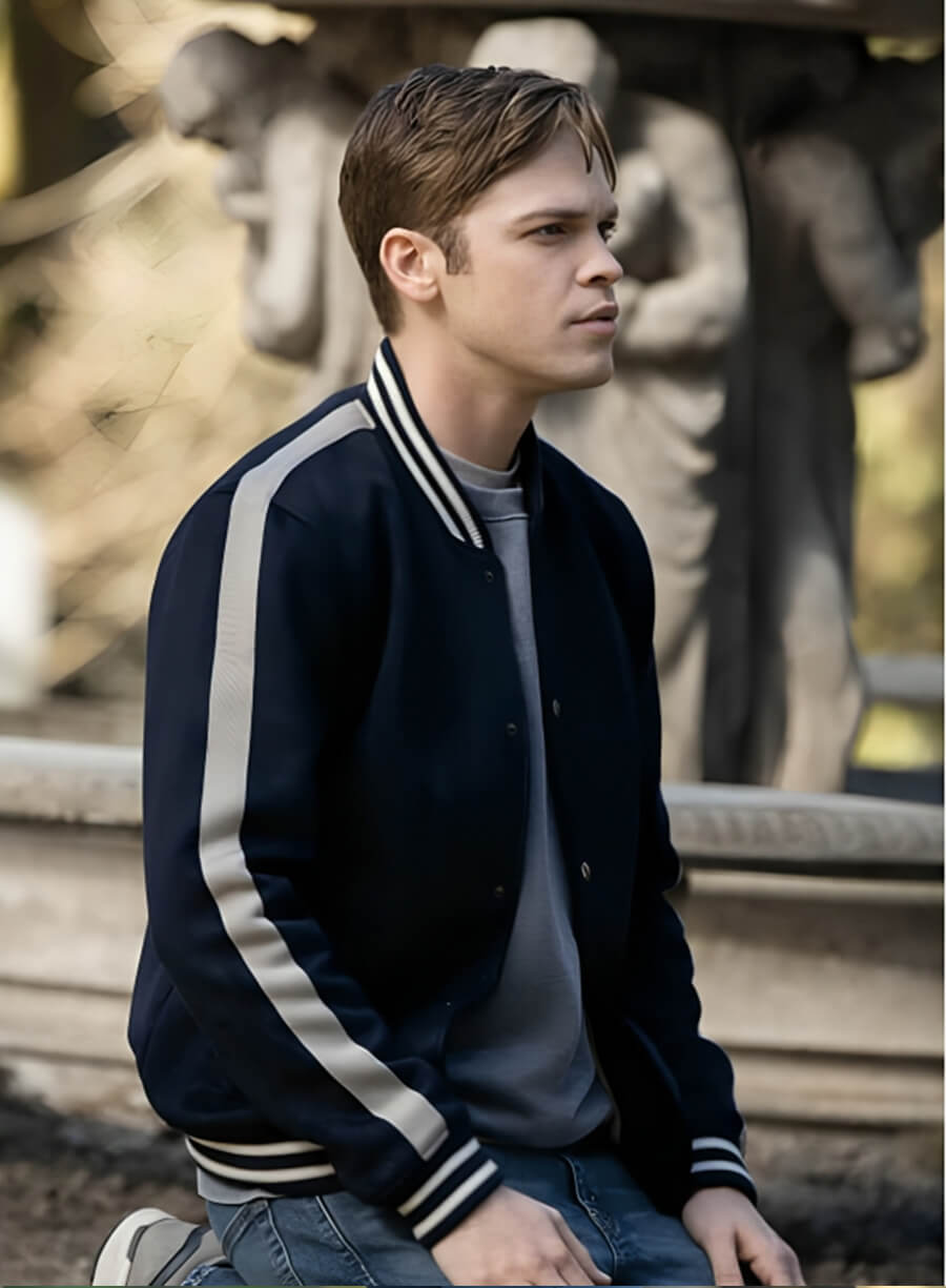 Harpoon Jack Inspired Blue Wool Fabric Varsity Jacket - Supernatural Tv Series Style
