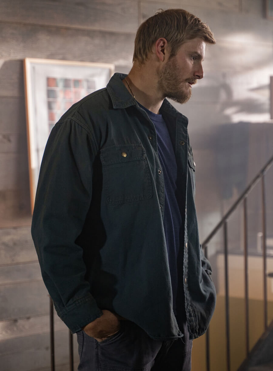Harpoon Alexander Ludwig Inspired Blue Cotton Fabric Cotton Jacket - Outer Range Tv Series Style