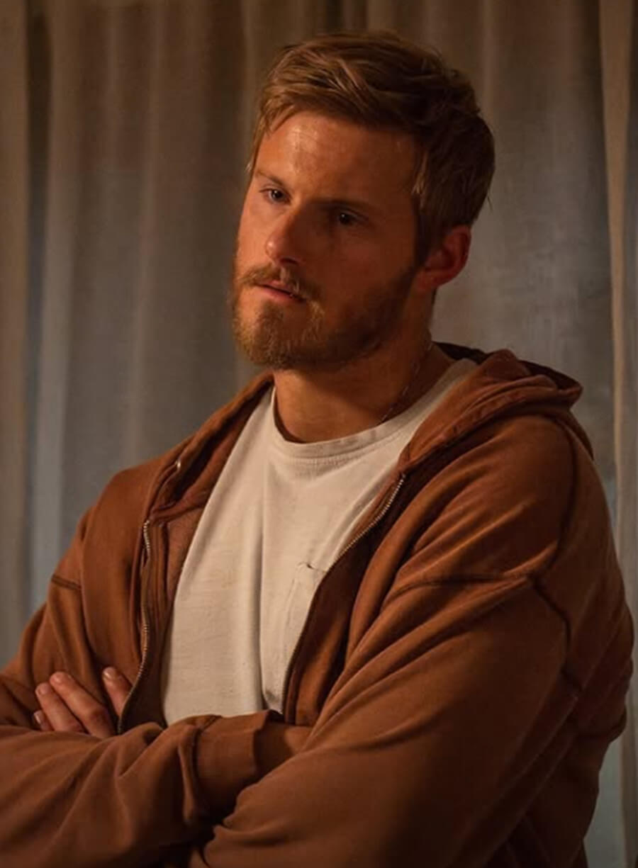 Harpoon Alexander Ludwig Inspired Orange Fleece Fabric Hooded Jacket - Earth Abides Tv Series Style