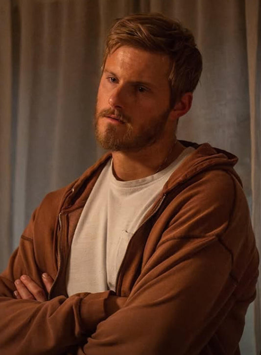 Harpoon Alexander Ludwig Inspired Orange Fleece Fabric Hooded Jacket - Earth Abides Tv Series Style