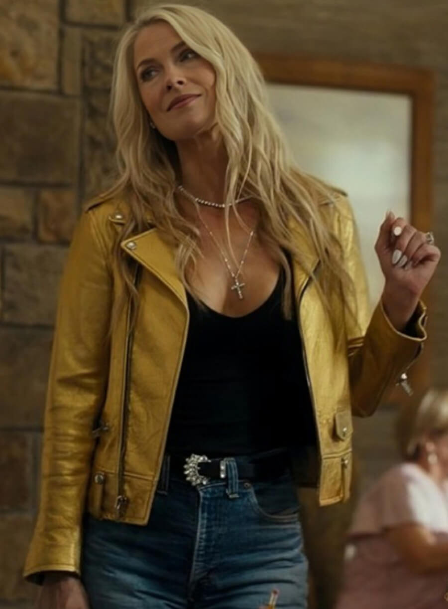 Harpoon Angela Norris Inspired Golden Leather Jacket - Landman Tv Series Style
