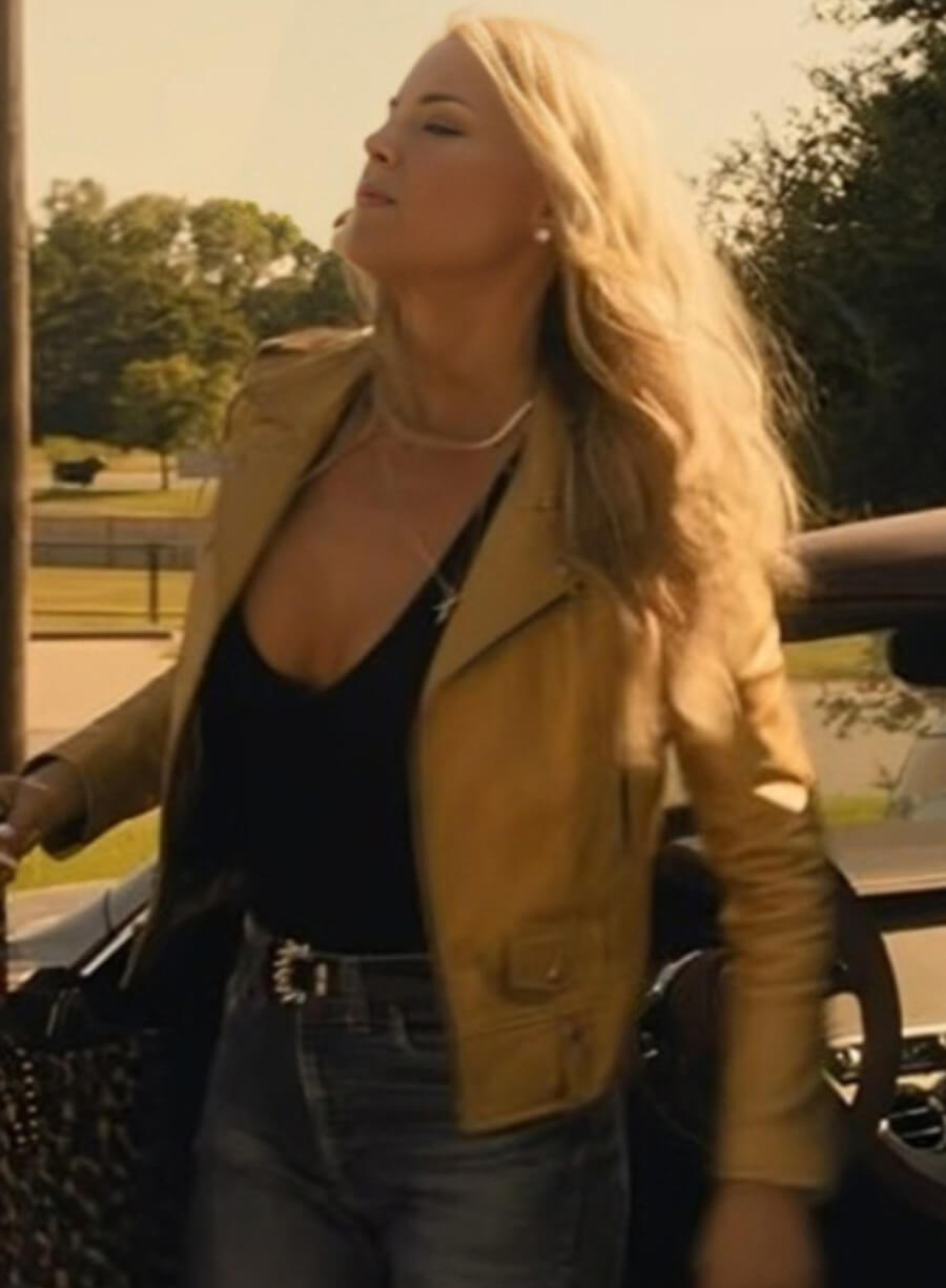Harpoon Angela Norris Inspired Golden Leather Jacket - Landman Tv Series Style