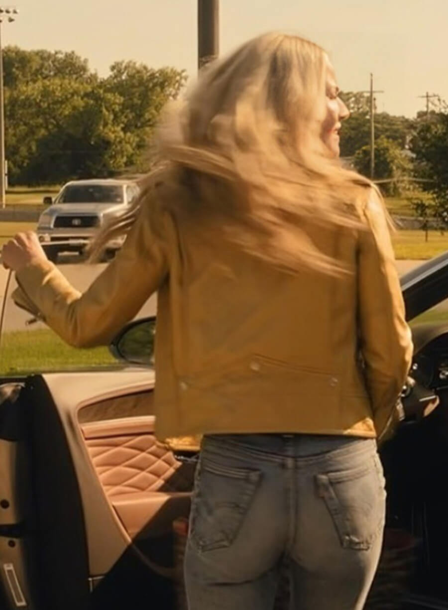 Harpoon Angela Norris Inspired Golden Leather Jacket - Landman Tv Series Style