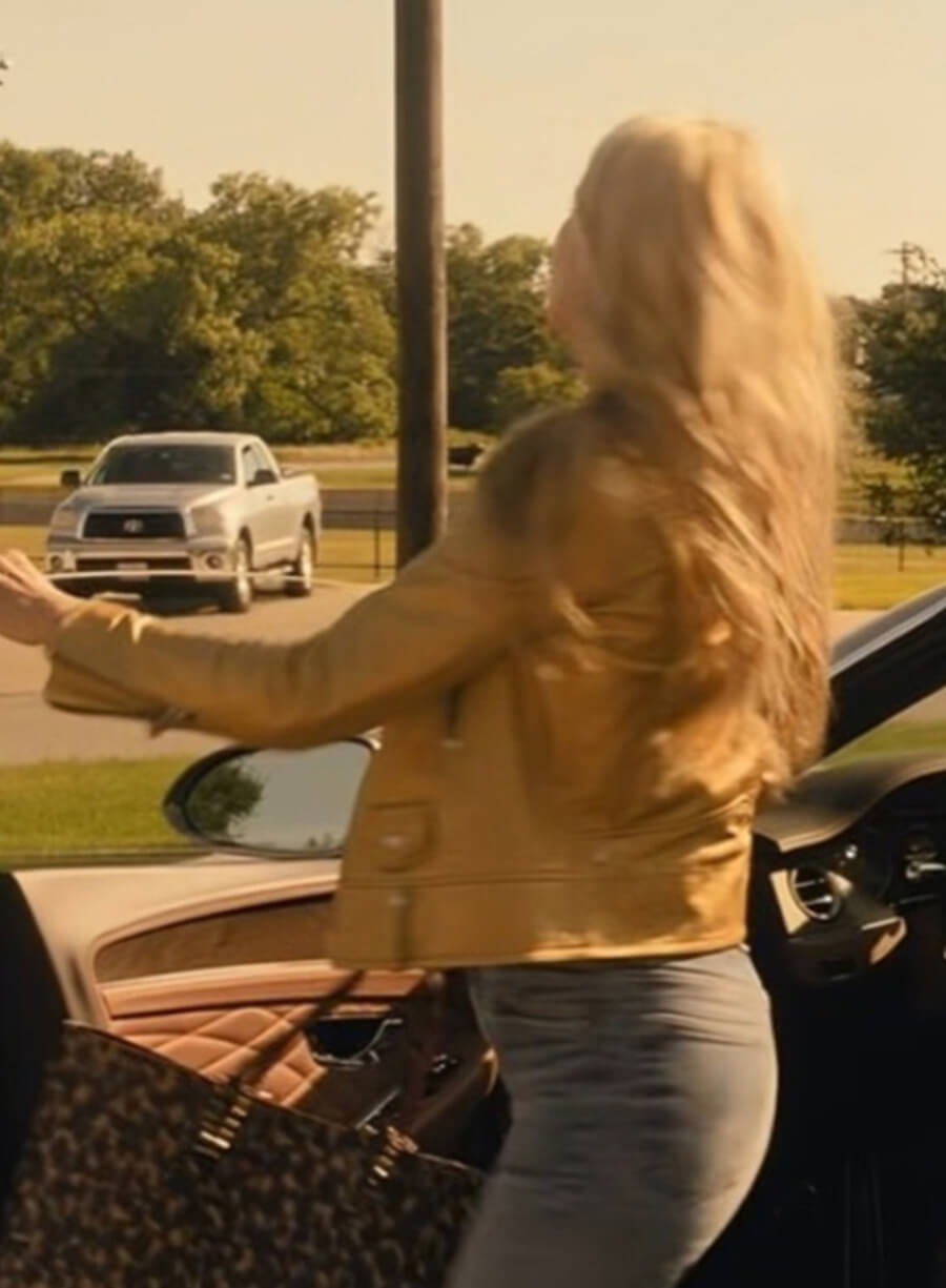 Harpoon Angela Norris Inspired Golden Leather Jacket - Landman Tv Series Style