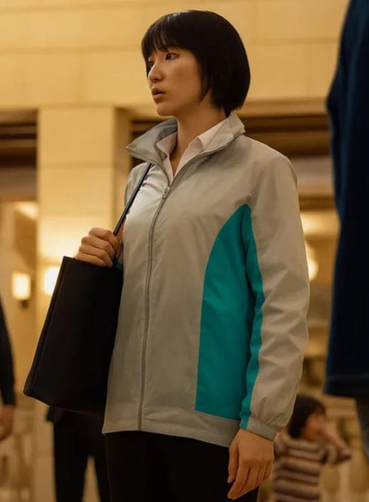 Harpoon Yuzuha Usagi Inspired Grey Leather Jacket - Alice in Borderland S03 Style
