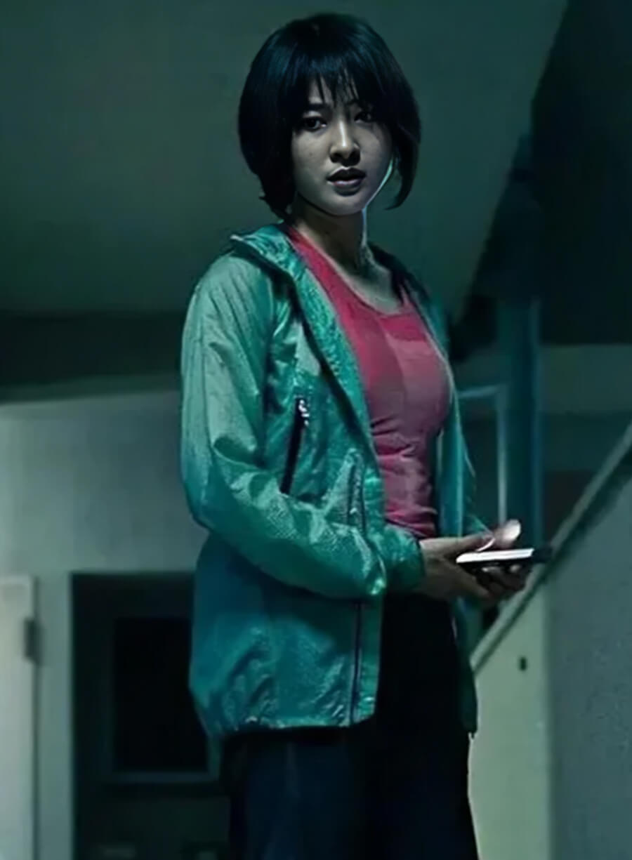 Harpoon Yuzuha Usagi Inspired Sea Green Leather Jacket - Alice in Borderland Style