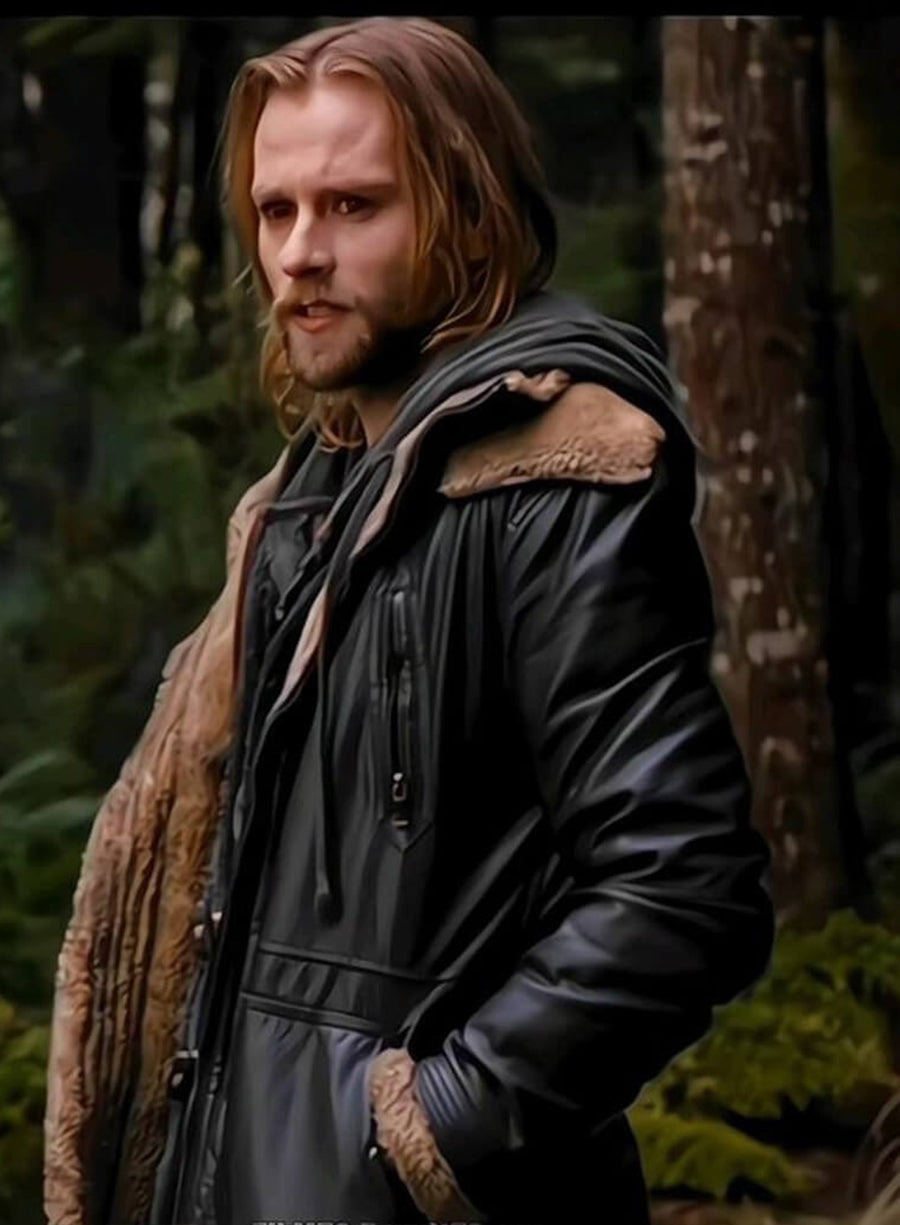 Harpoon Alistair Inspired Black Real Leather Coat - The Twilight Saga: Breaking Dawn 2 Style