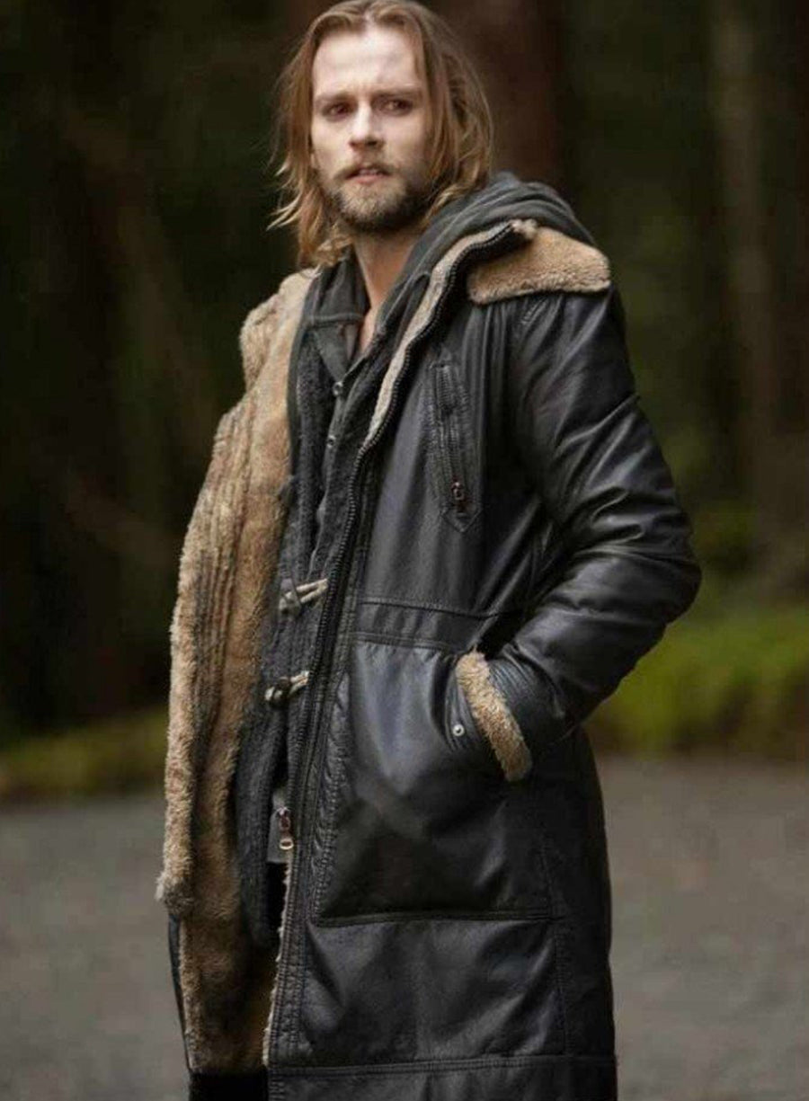Harpoon Alistair Inspired Black Real Leather Coat - The Twilight Saga: Breaking Dawn 2 Style