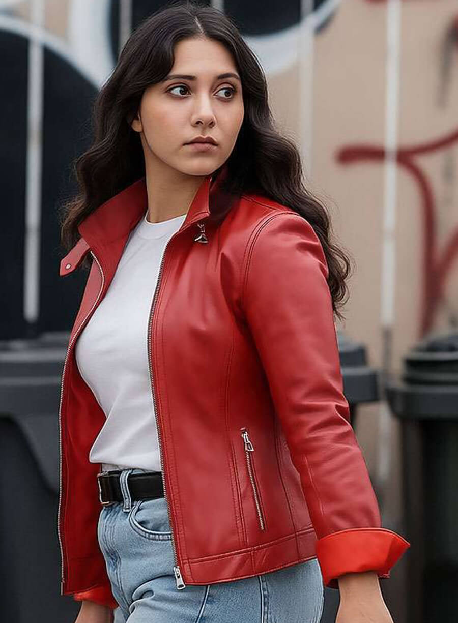 Harpoon Skye Fraely Inspired Red Real Leather Leather Jacket - Sheriff Country Style