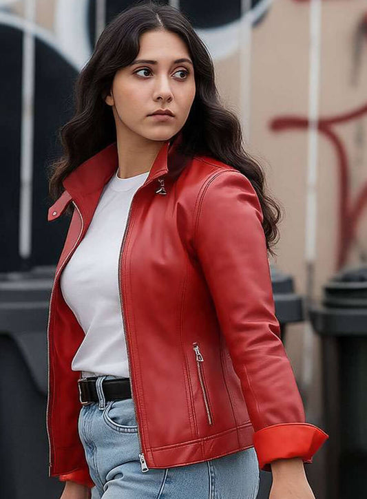 Harpoon Skye Fraely Inspired Red Real Leather Leather Jacket - Sheriff Country Style