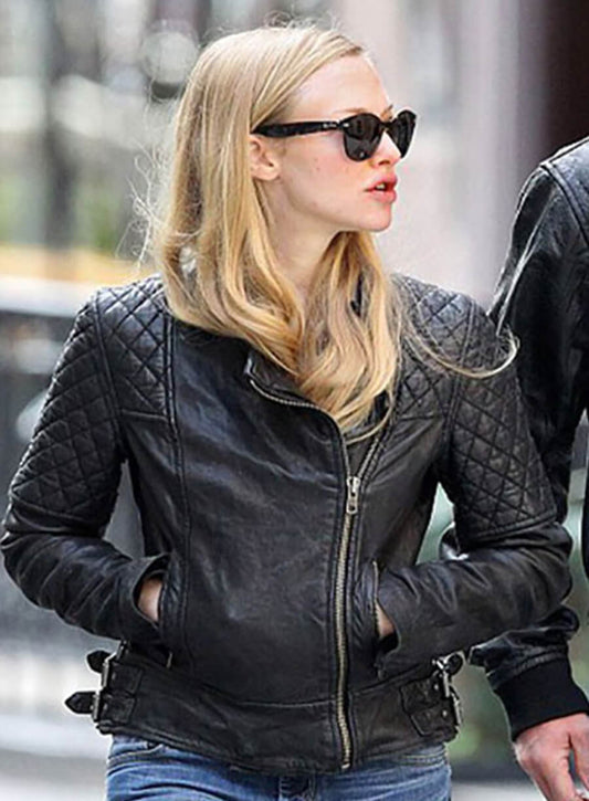 Harpoon Amanda Seyfried Inspired Black Leather Jacket
