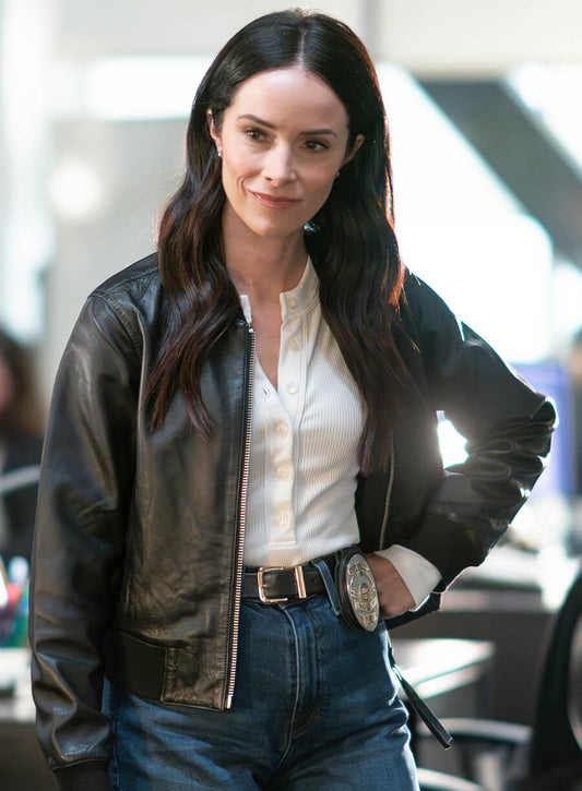 Harpoon Abigail Spencer Inspired Black Leather Jacket - 9-1-1 Style