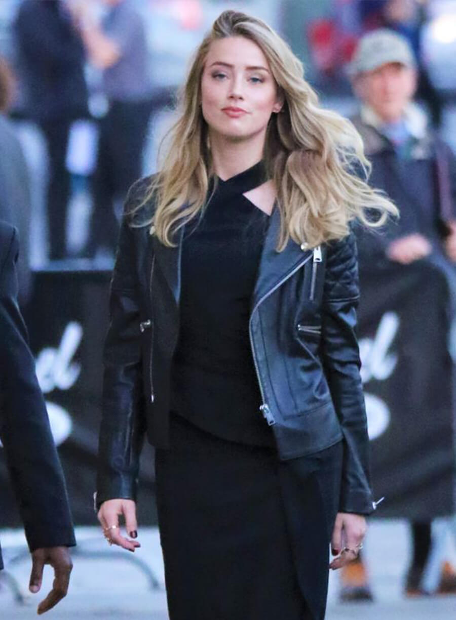 Harpoon Amber Heard Motorcycle Inspired Black Biker Jacket