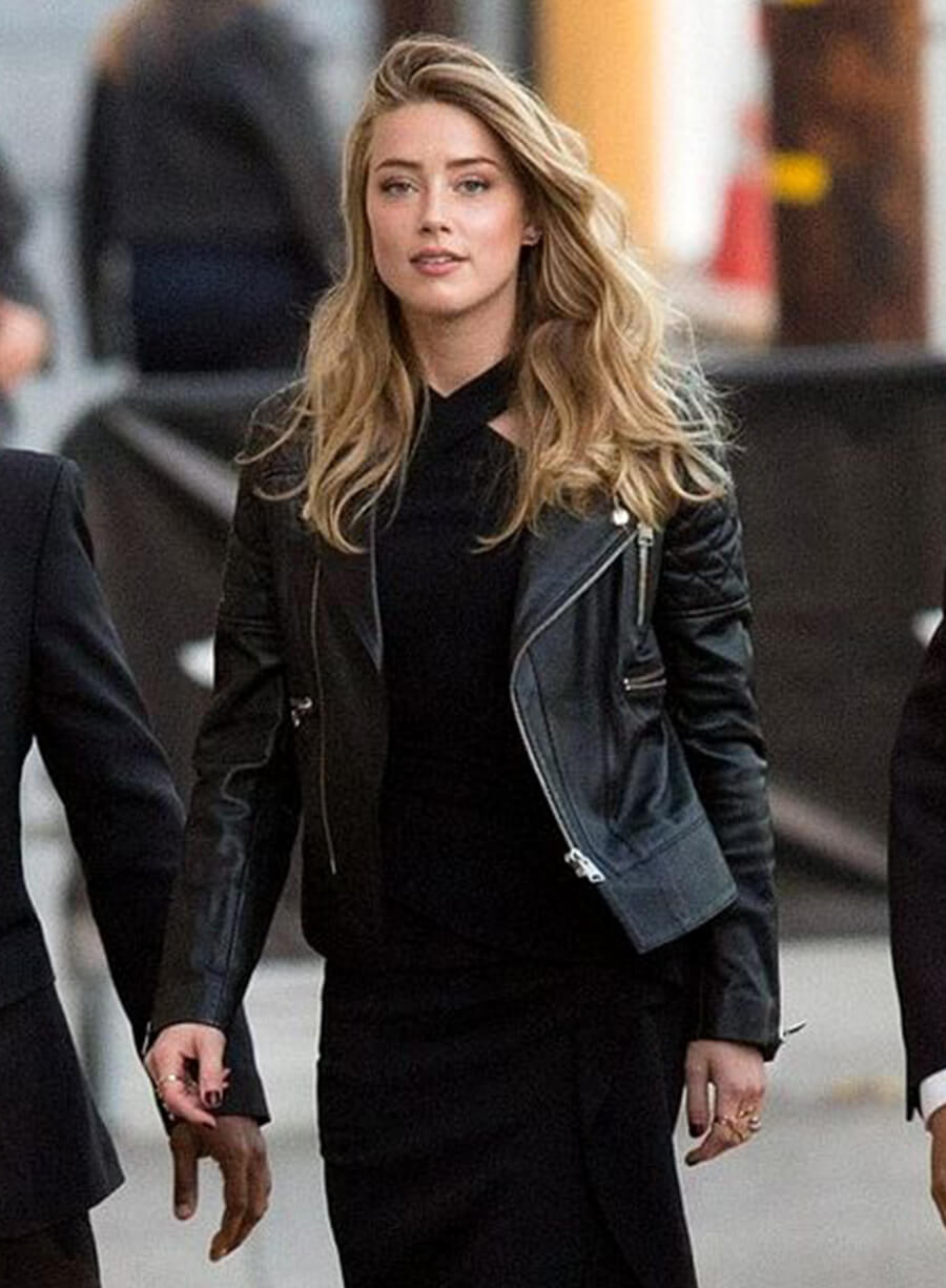 Harpoon Amber Heard Motorcycle Inspired Black Biker Jacket