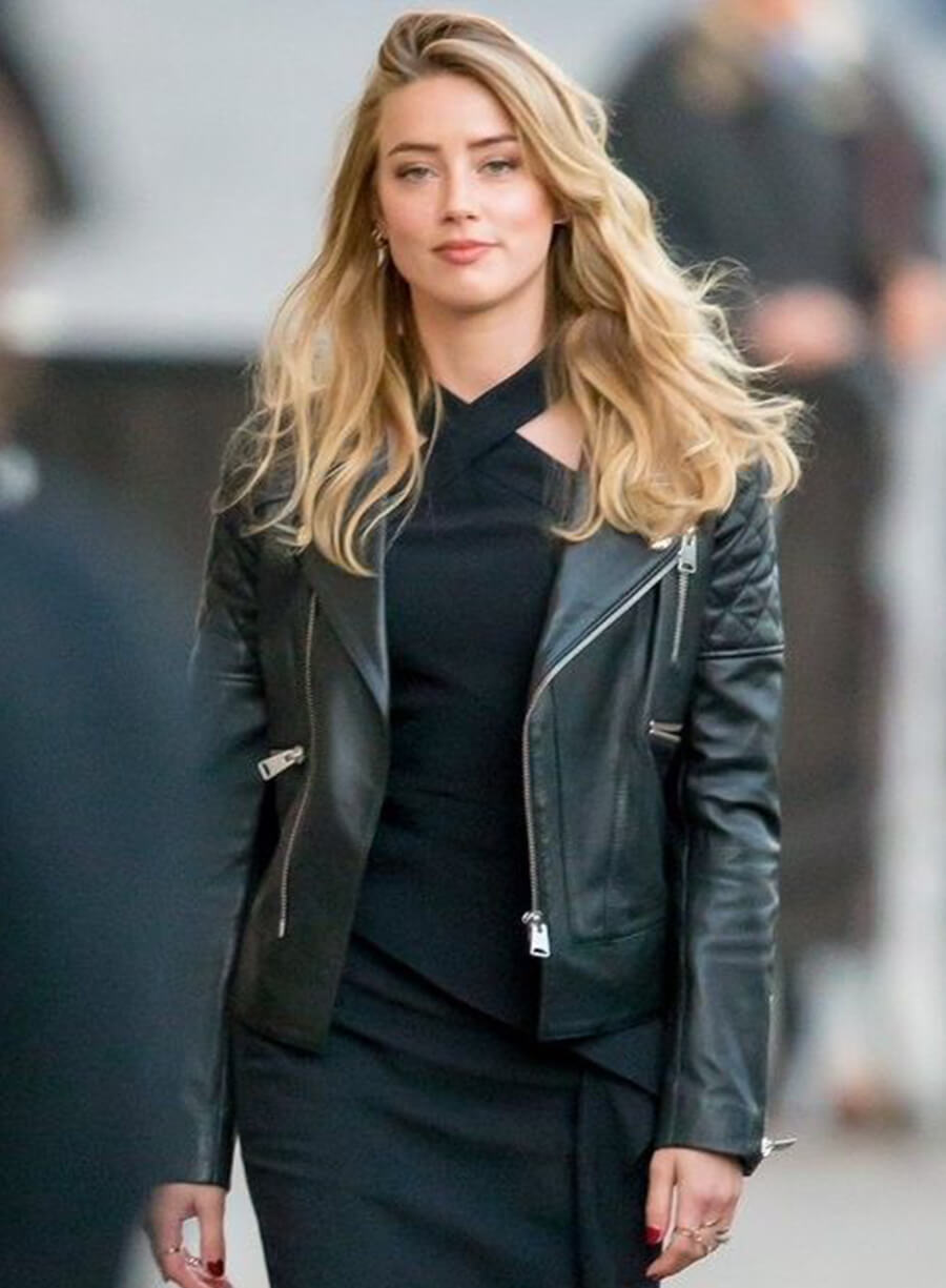 Harpoon Amber Heard Motorcycle Inspired Black Biker Jacket