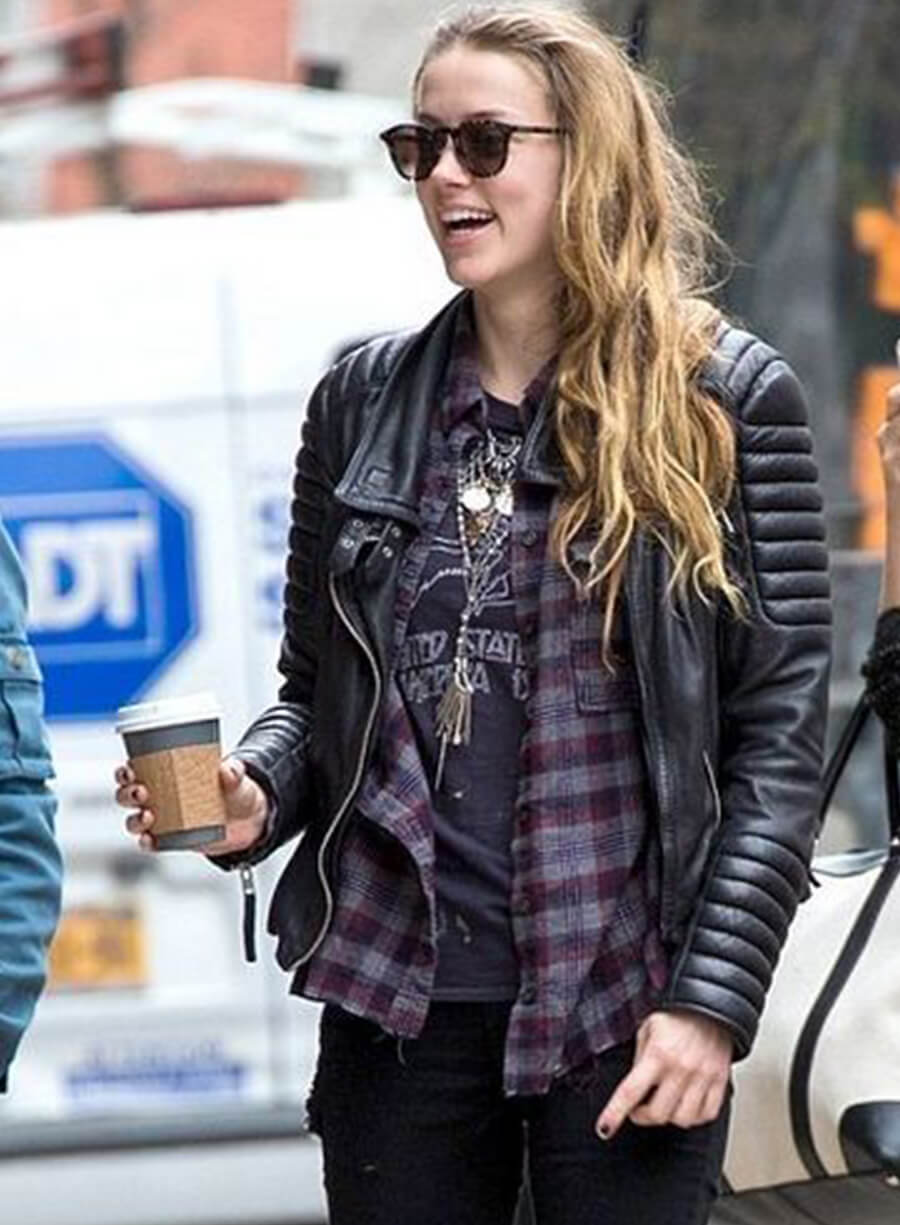 Harpoon Amber Heard Quilted Inspired Black Leather Jacket