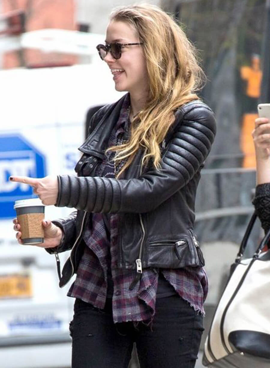 Harpoon Amber Heard Quilted Inspired Black Leather Jacket