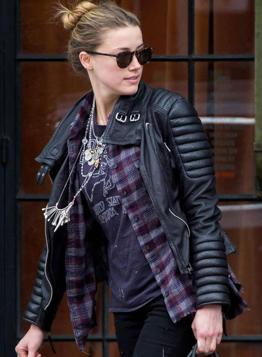 Harpoon Amber Heard Quilted Inspired Black Leather Jacket