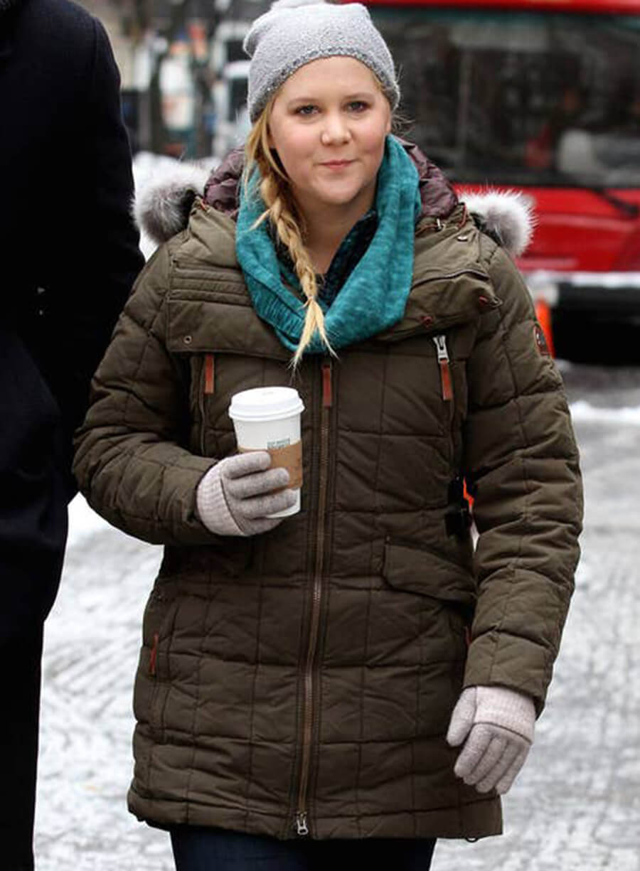 Harpoon Amy Schumer Puffer Inspired Brown Fabric Hooded Jacket