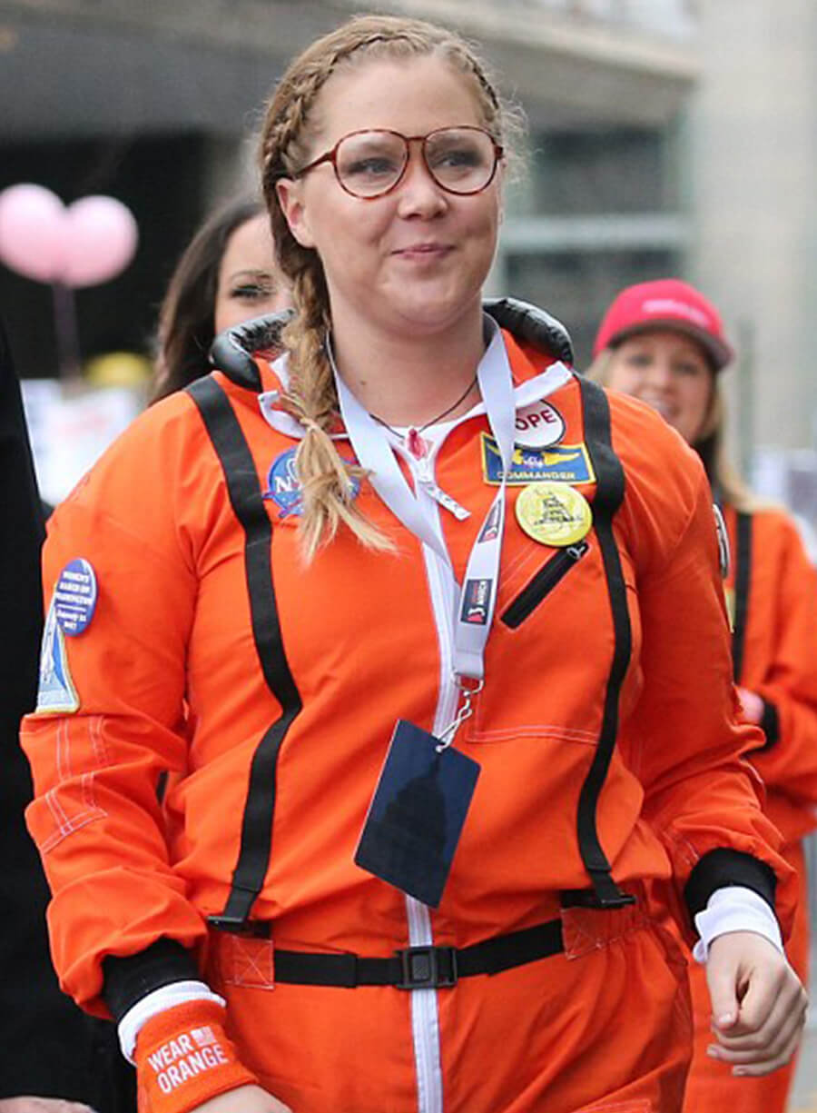 Harpoon Amy Schumer Women's March Inspired Orange Faux Leather / Real Leather Leather Jacket